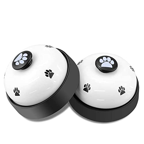 Comsmart Dog Training Bell, Set of 2 Dog Puppy Pet Potty Training Bells, Dog Cat Door Bell Tell Bell with Non-Skid Rubber Base 2 Pack White