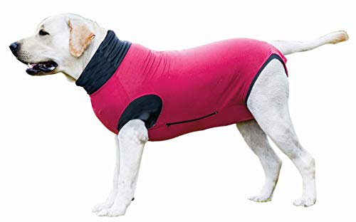 MAXX Dog E Collar Alternative Medical Pet Clothing and Recovery Suit for Dogs & Cats After Surgery Wear Wound Bandage Protection Anti Anxiety Body Wrap (XS, Ruby Red)