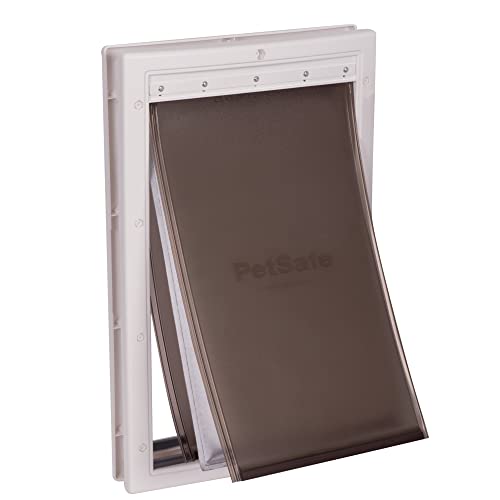 PetSafe Extreme Weather Dog Door for Exterior Door - Energy Efficient Door for Cats and Dogs –Insulated Flap System, for Large Dogs up to 100 lb - Plastic Frame