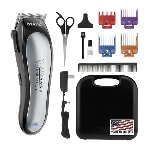 Wahl USA Lithium Ion Pro Series Cordless Animal Clippers – Rechargeable, Heavy-Duty, Electric Dog & Cat Grooming Kit for Small & Large Breeds with Thick to Heavy Coats – Model 9766