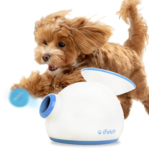 iFetch Automatic Dog Ball Launcher for Small to Medium Dogs, Indoor/Outdoor Dog Toy Thrower, Includes 3 Mini Tennis Balls