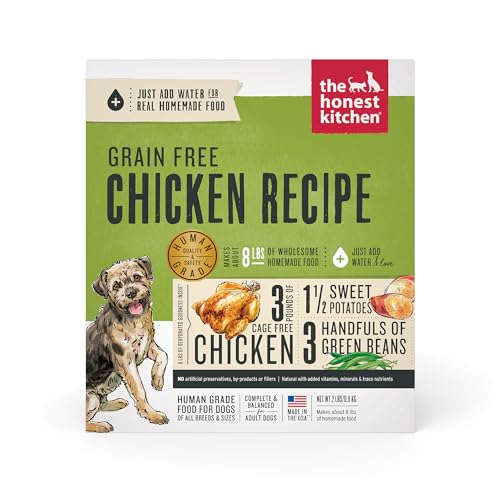 The Honest Kitchen Human Grade Dehydrated Grain Free Dog Food – Complete Meal or Dog Food Topper – Chicken 2 lb (makes 8 lbs)