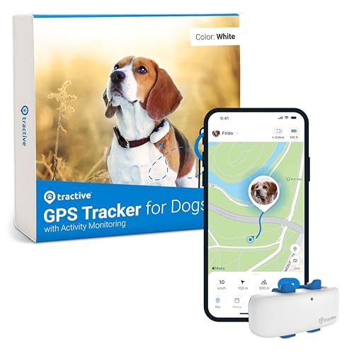 Tractive GPS Tracker for Dogs - Waterproof, GPS Location & Smart Pet Activity Tracker, Unlimited Range, Works with Any Collar (White)