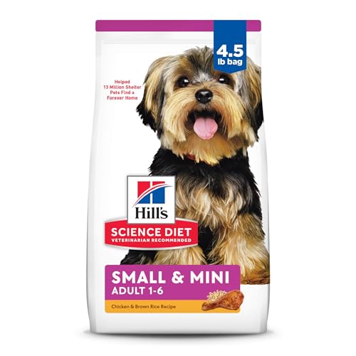 Hill's Science Diet Small & Mini, Adult 1-6, Small & Mini Breeds Premium Nutrition, Dry Dog Food, Chicken & Brown Rice, 4.5 lb Bag