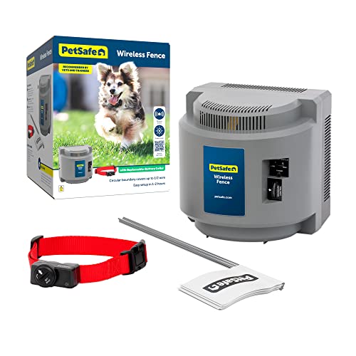 PetSafe Wireless Pet Fence - The Original Wireless Containment System - Covers up to 1/2 Acre for Dogs 8lbs+, Tone/Static - America's Safest Wireless Fence from Parent Company Invisible Fence Brand