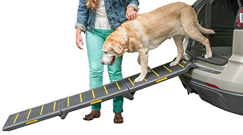 Pet Gear Tri-Fold Portable Pet Ramp for Dogs and Cats, 71' Long, Extra Wide, Holds up to 200lbs, Patented Design, Compact/Easy Fold with Safety Tether, Available in 2 Models