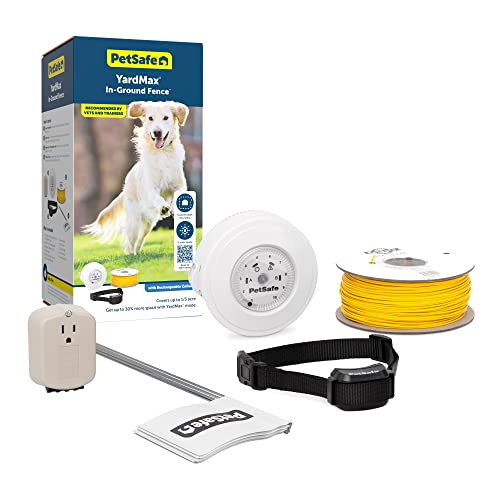 PetSafe YardMax Rechargeable In-Ground Pet Fence– 30% More Yard Space – Covers 1/3-Acre Yard – Expandable up to 10 Acres – for Pets 5 lbs. and Up – from The Parent Company of INVISIBLE FENCE Brand