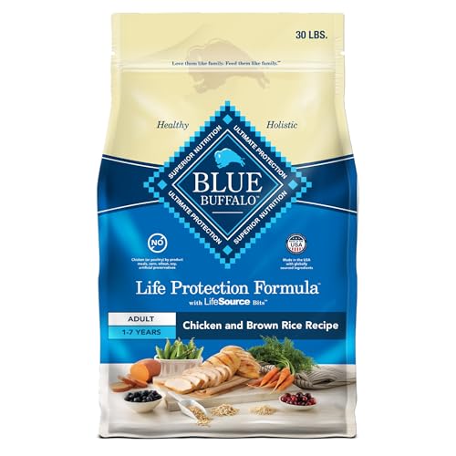 Blue Buffalo Life Protection Formula Adult Dry Dog Food, Helps Build and Maintain Strong Muscles, Made with Natural Ingredients, Chicken & Brown Rice Recipe, 30-lb. Bag