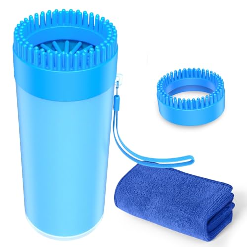 Upgrade 2 In 1 Paw Buddy for Medium Dogs - Muddy Foot Cleaner with Absorbent Towel