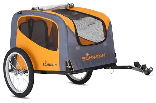 Schwinn 13-SC315 Rascal Bike Pet Trailer, For Small and Large Dogs, Lightweight, Tow with Bicycle, Up to 50 lbs. Small, Orange/Grey