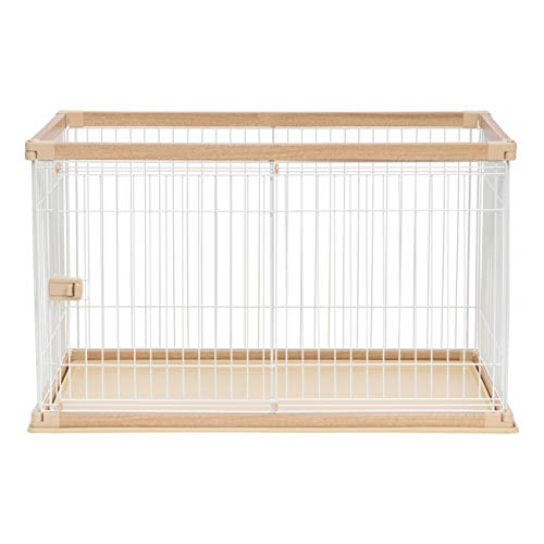IRIS USA Medium Dog Crate, Dog Kennel Indoor, Dog Cage, Wire Pet Pen with Bottom Pan, Light Brown