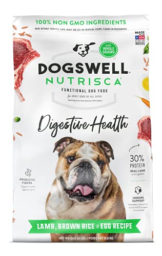 DOGSWELL Nutrisca Digestive Health Dry Dog Food, High Protein Lamb, Brown Rice & Egg Recipe 24 lbs. Bag