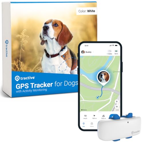 Tractive GPS Tracker for Dogs - Waterproof, GPS Location & Smart Pet Activity Tracker, Unlimited Range, Works with Any Collar (White)