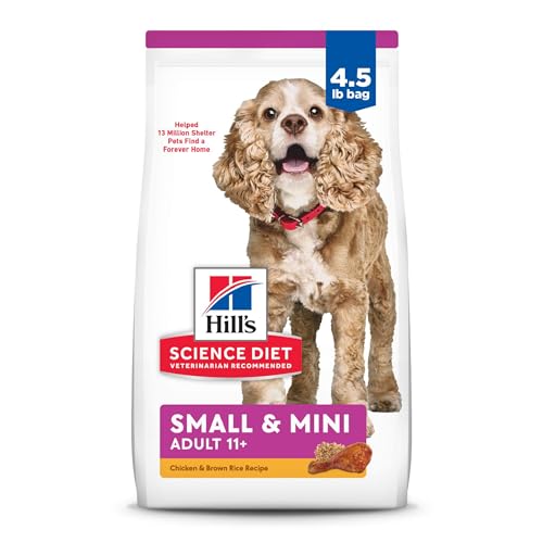 Hill's Science Diet Small & Mini, Senior Adult 11+, Small & Mini Breeds Senior Premium Nutrition, Dry Dog Food, Chicken, Brown Rice & Barley, 4.5 lb Bag
