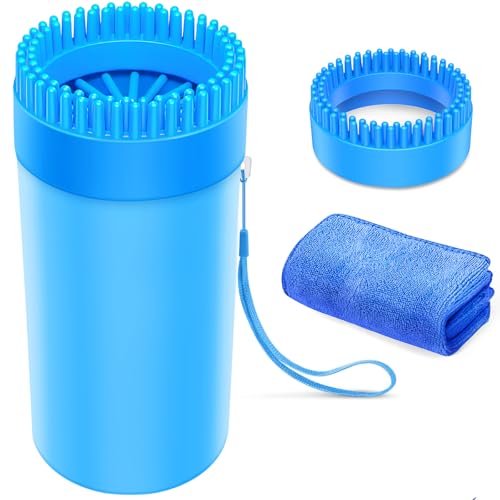 Upgrade 2 In 1 Paw Buddy for Medium Dogs - Muddy Foot Cleaner with Absorbent Towel