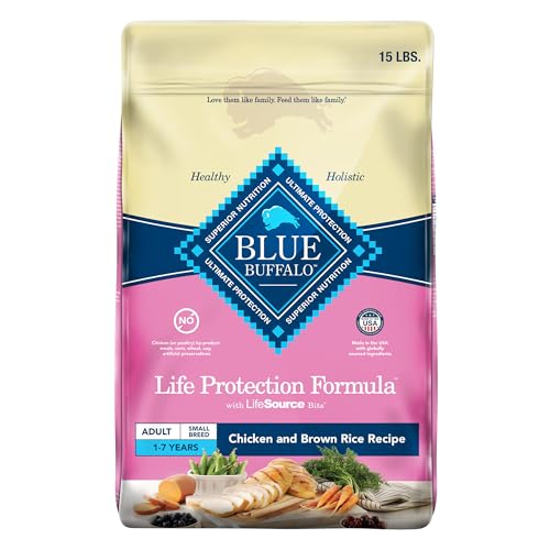 Blue Buffalo Life Protection Formula Adult Small Breed Dry Dog Food, Supports High Energy Needs, Made with Natural Ingredients, Chicken & Brown Rice Recipe, 15-lb. Bag
