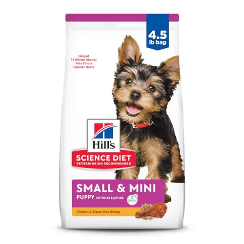 Hill's Science Diet Puppy, Puppy, Small & Mini Breeds Puppy Premium Nutrition, Dry Dog Food, Chicken, Brown Rice, & Barley, 4.5 lb Bag