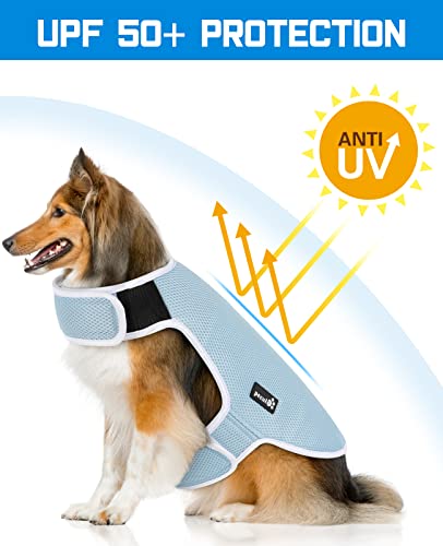 Pecute Dog Cooling Vest, Lightweight Dog Cooling Jacket with Breathable Mesh, Evaporative Cooler Coat for Dog, UV Protection Shirt for Outdoor Hiking Training, 6 Sizes for Small Medium Large Dogs