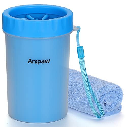 Dog Paw Cleaner, Anipaw 2-in-1 Silicone Dog Foot Cleaner with Towel, Portable Pet Paw Washer Cup for Dog/Cat Grooming with Muddy Paws, Keep Home & Car Spotless