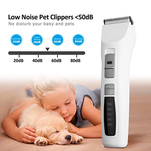 BOUSNIC Dog Clippers 2-Speed Cordless Pet Hair Grooming Clippers Kit - Professional Rechargeable for Small Medium Large Dogs Cats and Other Pets