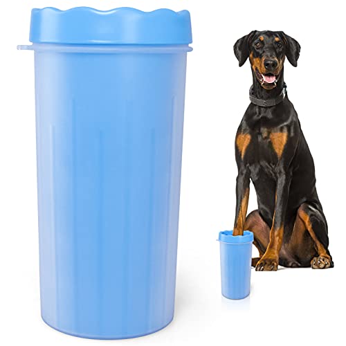 2 In 1 Portable Silicone Paw Brush and Foot Washer Cup for Medium & Large Breed Dogs - Muddy Paw Cleaner, Dog Owner Essential & Pet Gift