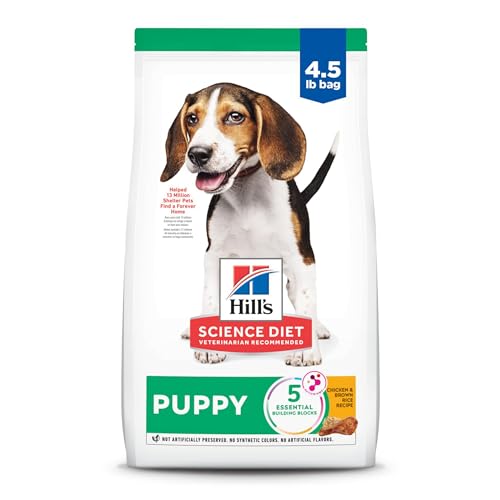 Hill's Science Diet Puppy, Puppy Premium Nutrition, Dry Dog Food, Chicken & Brown Rice, 4.5 lb Bag