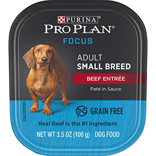 Purina Pro Plan Wet Dog Food for Small Dogs, Adult Small Breed Beef Entree High Protein Dog Food - (Pack of 12) 3.5 oz. Trays