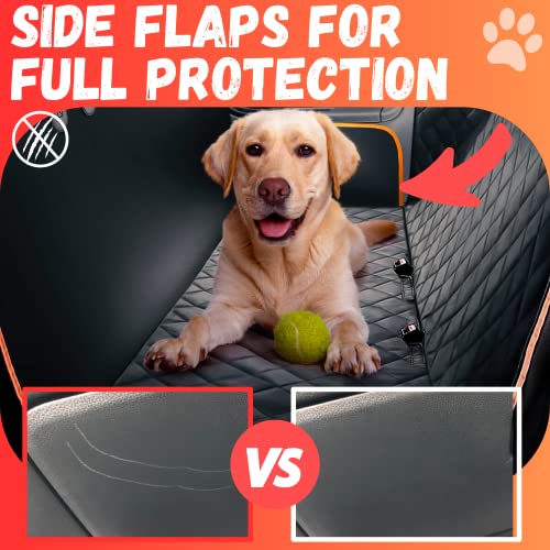 Dog Car Seat Cover for Back Seat for Cars & SUVs - Durable Pet Car Seat Cover Backseat Protector, Nonslip Dog Hammock for Car, Waterproof Scratchproof Rear Seat Cover Against Dirt, Fur, W/Side Flaps