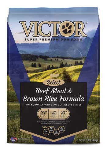 Victor Super Premium Dog Food – Select - Beef Meal & Brown Rice Formula – Gluten Free Beef Meal Dry Dog Food for All Normally Active Dogs of All Life Stages, 15 lbs