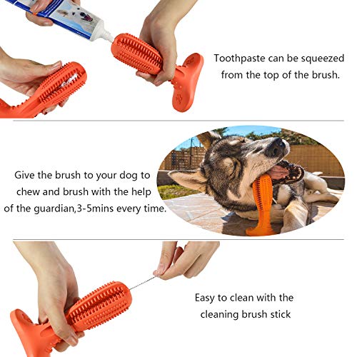 Wisedom Dog Toothbrush Stick-Puppy Dental Care Brushing Stick Effective Doggy Teeth Cleaning Massager Natural Rubber Bite Resistant Chew Toys for Dogs Pets