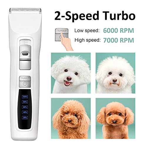 BOUSNIC Dog Clippers 2-Speed Cordless Pet Hair Grooming Clippers Kit - Professional Rechargeable for Small Medium Large Dogs Cats and Other Pets