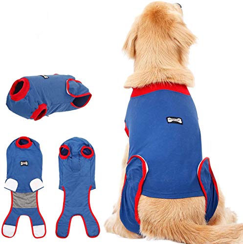 FOREYY Dog Professional Recovery Suit Abdominal Wound Protector Puppy Medical Surgical Clothes Post-Operative Vest Pet After Surgery Wear E-Collar & Cone Alternative (S)