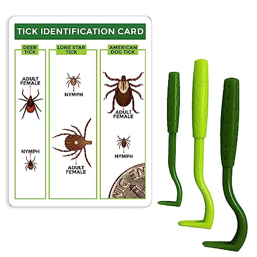 TickCheck Tick Remover Value 3 Pack - Tick Remover Tools + Tick Identification Card - for Humans, Dogs & Cats (1 Set)