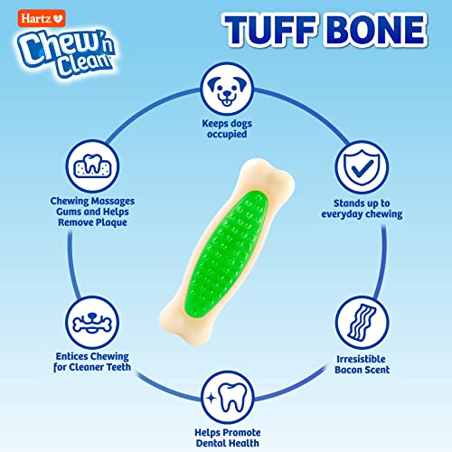 Hartz Chew 'n Clean Tuff Bone Bacon Scented Dental Dog Chew Toy - Large