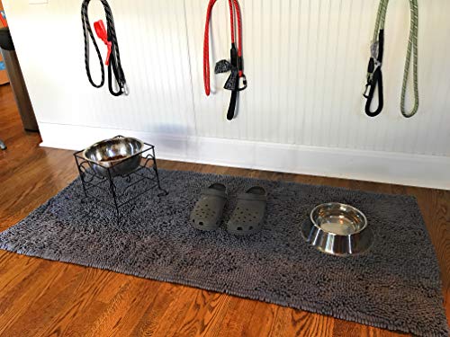 Enthusiast Gear Dog Mud Door Mat | Ultra Absorbent Microfiber Chenille Non-Slip Doormat, Dog Bowl Floor Mat, Crate Rug – No More Dirty Dogs with Muddy Paws – Washable
