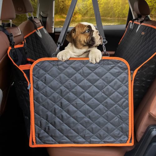 iBuddy Dog Car Seat Covers 100% Waterproof, Dog Seat Cover with Side Flaps from Scratching, Pet Seat Cover for Back Seat of Car/SUV/Truck Machine Washable…