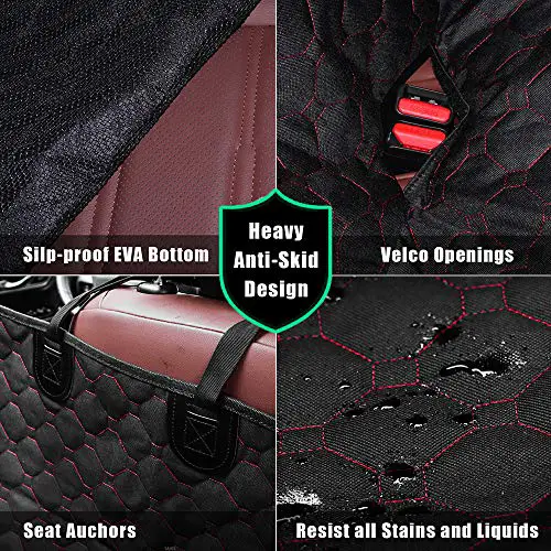 SUPSOO Dog Car Seat Cover Waterproof Durable Anti-Scratch Nonslip Back Seat Pet Protection Dog Travel Hammock with Side Flaps for Cars/Trucks/SUV