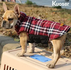 Kuoser Cozy Waterproof Windproof Reversible Plaid Dog Vest